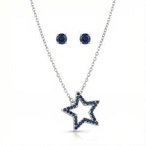 Guess Blue Star Pendant Necklace with Earrings
